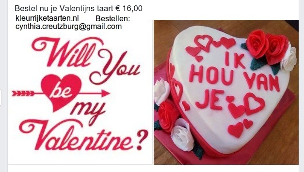 bestel nu je Valentijnstaart €16,00